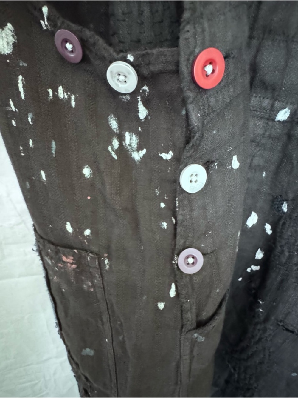 Magnolia Pearl Black Overalls with 'PEACE' Graphic and White Paint Splatter - Picture 11 of 16